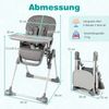 Hochstuhl Baby klappbar Kinderhochstuhl mit Liegenfunktion &verstellbaren Höhen Grau Bild 2