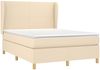 vidaXL Polsterbett mit Matratze Creme 140x190 cm Stoff Bild 3