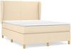 vidaXL Polsterbett mit Matratze Creme 140x190 cm Stoff Bild 2