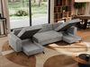 U-förmige Ecksofa, XXL Universalecke mit losen Kissen zum Wohnzimmer, Bettkästen und Schlaffunktion, schwarze Metallbeine - AXEL U - Hellgrau Velours Bild 5