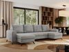 U-förmige Ecksofa, XXL Universalecke mit losen Kissen zum Wohnzimmer, Bettkästen und Schlaffunktion, schwarze Metallbeine - AXEL U - Hellgrau Velours Bild 3