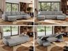 U-förmige Ecksofa, XXL Universalecke mit losen Kissen zum Wohnzimmer, Bettkästen und Schlaffunktion, schwarze Metallbeine - AXEL U - Hellgrau Velours Bild 2