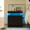 LED Nachttisch 2 Schub RGB Licht AcrylPanel Massivholz Nachttisch schrank Beistelltisch-LED,Schwarz Bild 2