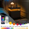 LED Nachttisch 2 Schub RGB Licht AcrylPanel Massivholz Nachttisch schrank Beistelltisch-LED,Schwarz Bild 5
