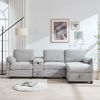 Sofa Sitzfläche 266x136x82 cm, Light Gray, Corduroy mit Memory Foam und verschiebbarer Mittelkonsole Bild 3