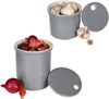 2er Set Oskar Vorratsdose S & M in Grau Zwiebel-Aufbewahrung Knoblauch-Topf Bild 2