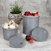 2er Set Oskar Vorratsdose S & M in Grau Zwiebel-Aufbewahrung Knoblauch-Topf Bild 3