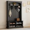 Moderne Garderobenbank Schwarz Mit Integriertem Schuhschrank 190cm Hoch Aufbewahrungssystem Mit Verstellbaren Böden Praktische Flursitzbank Für Eingangsbereich Stabile Sitzbank Mit Kippsicherung Vielseitige Dielenbank Aus Hochwertiger Spanplatte, 190cm... Bild 3