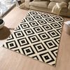 Kurzflor Teppich Raute Schwarz Creme - 80x200x0,9cm Bild 4