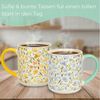 matches21 HOME & HOBBY Tasse Kaffeetassen mit Blumen Dekor, 3er Set Designertassen, 3-tlg, Porzellan, Moderne Pastell Frühstückstasse 385 ml Bild 4