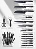 Messerblock mit Messer 16 TLG Messer Set Schwarz Antihaft Acrylhalter Bild 2