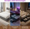Furnishings Home Polsterbett 180x200 Doppelbett LED Hydraulisch anhebbarer Stauraumbett (Mit Lattenrost, Leinen material Polsterbett), Modernes Jugendbett, Leises Design Bett, Max. Belastbarkeit 350 kg Bild 2