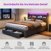 Furnishings Home Polsterbett 180x200 Doppelbett LED Hydraulisch anhebbarer Stauraumbett (Mit Lattenrost, Leinen material Polsterbett), Modernes Jugendbett, Leises Design Bett, Max. Belastbarkeit 350 kg Bild 3