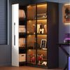 BlingBin Stauraumvitrine Multifunktionsschrank Glasvitrine (1-St, Bücherregal mit LED-Vitrine & seitlichem Auszugsschrank auf Rollen) Soft-Close-Scharniere, Warmgelbe Beleuchtung, 110,5×35×160 cm Bild 5