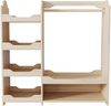Kindergarderobe mit Sitzbank, Kleiderstange & vier offenen Regalen, aus Kiefer + E1-MDF, Natur, Kinderzimmer Aufbewahrungsschrank, Maße H110 × T39 × B110 cm Bild 5
