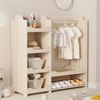 Kindergarderobe mit Sitzbank, Kleiderstange & vier offenen Regalen, aus Kiefer + E1-MDF, Natur, Kinderzimmer Aufbewahrungsschrank, Maße H110 × T39 × B110 cm Bild 3