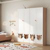 2-teiliger Kinderkleiderschrank 160 x 50 x 200 cm, aus MDF & Spanplatte, mit Kleiderstange und Haustierbereich Bild 2