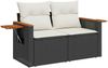 vidaXL 5tlg. Garten-Sofagarnitur mit Kissen Schwarz Poly Rattan Akazie 3327591 Bild 5