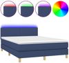 vidaXL Boxspringbett mit Matratze & LED Blau 140x190 cm Stoff 3133555 Bild 2