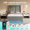 LVHOM Polsterbett mit Stauraum, Einzelbett mit LED, USB-Anschlüsse und Seitentaschen, Funktionbett, 90x200 cm, Grau Bild 5