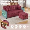 LVHOM Schlafsofa mit LED & USB, Ecksofa mit Ablagefächern, Schublade und Becherhaltern, Schlafcouch aus Cordstoff, frei Kombination, 196x144x85 cm Bild 5