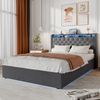 Polsterbett aus Holland-Velours 140x200 cm in Grau mit LED, USB-C & Stauraum Bild 2