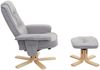 Relaxsessel M56, Fernsehsessel TV-Sessel mit Hocker, Stoff/Textil, FSC®-zertifiziert ~ hellgrau Bild 3