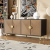 Sideboard 160 x 40 x 75 cm mit 4 Türen – Stauraummöbel in Schwarz und Holzoptik mit Soft-Close Bild 2