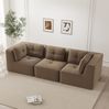 Ecksofa aus Cord, modulares 3-Sitzer-Sofa mit tiefer Sitzfläche, 297 x 104 x 69 cm, braun Bild 3