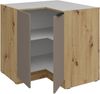Küchen Eckunterschrank 90x90 cm Küche ARIA Sandgrau ultra matt + Eiche Artisan matt, hochwertige Fronten mit Anti Fingerprint Beschichtung Küchenzeile Küchenblock Bild 3