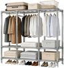 ibettertec Stoffschrank Kleiderschrank, 170 x 130 x 45 cm, Faltschrank (mit Überzug aus Vliesstoff, Kleiderstange, Metallgestell,grau,Praktische Möbel) Tragbarer Kleiderschrank,stoffkleiderschrank,mit Reißverschluss Bild 4