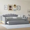 Schlafsofa mit Bettfunktion, LED-Beleuchtung, Lattenrost und Gästebett, 140x200cm, Doppelbett, Polsterbett, Bettsofa, Leinen Bild 3