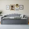 Schlafsofa mit Bettfunktion, LED-Beleuchtung, Lattenrost und Gästebett, 140x200cm, Doppelbett, Polsterbett, Bettsofa, Leinen Bild 2