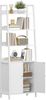 6 Ebenen Bücherregal mit Türen, Regal, Trapezförmiges Standregal, Bücherschrank mit 4 Offenen Regalebenen, Verstellbare Ablagen, für Schlafzimmer, Arbeitszimmer, Wohnzimmer, Moderner, Weiß Bild 2