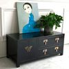 Vintage TV-Stand Schwarz Kommode Sideboard Lowboard chinesisch asiatisch Kolonial-Stil Antik-Stil Schrank orientalisch Fernost shabby-chic Landhaus Bild 2