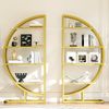 Flieks Rundbogen-Standregal 120x30x130 cm, 2-teiliges Bücherregal aus Metall mit 4 MDF-Böden, modulares Dekoregal in Gold/Weiß Bild 2