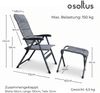 osoltus Alu Camping Klappsessel Hochlehner mit Hocker 3D Soft Touch Open-Grey Bild 3