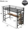 Hochbett mit Regal und Schreibtisch (90x200 cm) Metallbett mit Rausfallschutz und Lattenrost, Jugendbett, Kinderbett Bild 5