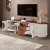 Merax Lowboard mit braunem Glas, Wellenfront & Kabelmanagement (180 x 40 x 46 cm, 1 St), TV-Schrank mit 3 Türen, 3 Schubladen & Aluminiumgriffe Bild 2