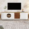 Merax Lowboard mit braunem Glas, Wellenfront & Kabelmanagement (180 x 40 x 46 cm, 1 St), TV-Schrank mit 3 Türen, 3 Schubladen & Aluminiumgriffe Bild 3
