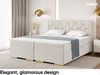 MEBLINI Boxspringbett mit Bettkasten - 200x200 - H3/Creme Samt - Versal - Gepolstert Doppelbett mit Matratze und Topper - Polsterbett mit Stauraum - Bett mit Kopfteil - Stauraumbett Bild 3