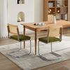 Freischwinger Stuhl Set 2er, Velvet & Rattan, Mid-Century Design mit Chromgestell, Esszimmerstühle Retro,Eiche Grün Bild 3