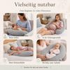 SEI Design Stillkissen Seitenschläferkissen XXL Schwangerschaftskissen Waffelstoff 190cm Grau, Schwangerschaftskissen mit Bezug, 1-tlg, Schwangerschaftskissen mit Bezug, elastischer Waffeljersey Bezug Bild 2