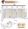 Homfa Sideboard Küchenschrank Buffetschrank Küchenbuffet, mit 2 Schubladen 4 Glastüren für Wohnzimmer Küche 140x40x90 cm weiß Bild 3