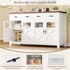 Homfa Sideboard Küchenschrank Buffetschrank Küchenbuffet, mit 2 Schubladen 4 Glastüren für Wohnzimmer Küche 140x40x90 cm weiß Bild 4