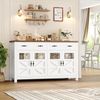 Homfa Sideboard Küchenschrank Buffetschrank Küchenbuffet, mit 2 Schubladen 4 Glastüren für Wohnzimmer Küche 140x40x90 cm weiß Bild 2