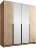 Drehtürenschrank Salkor II, Kleiderschrank mit 4 Türen, Frontspiegel (Farbe: Eiche Cremona / Eiche Cremona + Schwarz) Bild 3