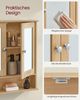 VASAGLE Spiegelschrank, Badschrank, Wandschrank, Hängeschrarhk mit 2 Spiegeltüren und offenem Fach, verstellbare Ablage, Wandmontage, 13 x 56,5 x 58,5 cm natureichenfarben LHCDE003Y01 Bild 4