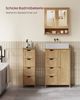 VASAGLE Spiegelschrank, Badschrank, Wandschrank, Hängeschrarhk mit 2 Spiegeltüren und offenem Fach, verstellbare Ablage, Wandmontage, 13 x 56,5 x 58,5 cm natureichenfarben LHCDE003Y01 Bild 5