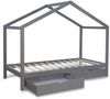 Kinderbett Hausbett 90x200 cm Matratze Kinderhaus Spielbett Holzbett Grau Bettkasten Bild 4